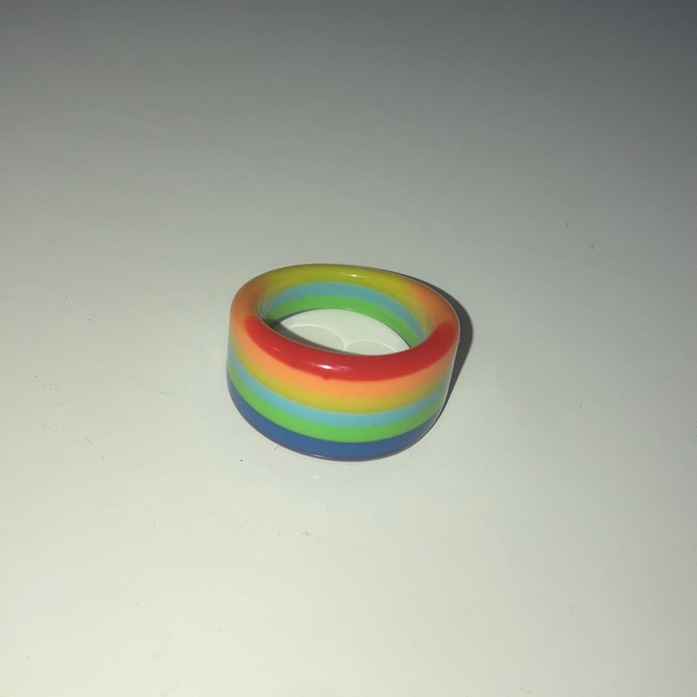 Rainbow Stripe Acrylic Ring